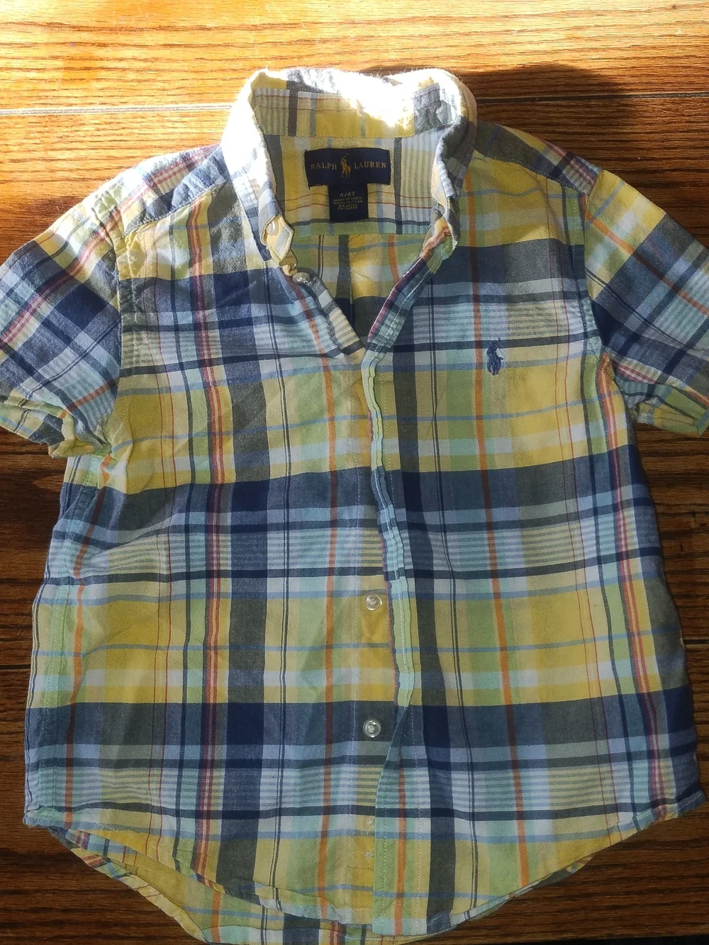 Ralph Lauren Blue Label Plaid Short-Sleeve Button-Down Shirt Size 4/4T